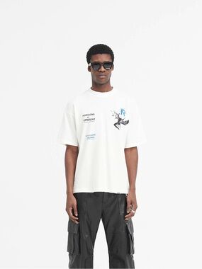 Represent Greek Icarus graphic flat white tshirt SZ S
